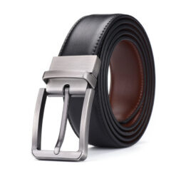 Dây nịt nam bằng da bò cao cấp màu đen khóa gài - DLW013