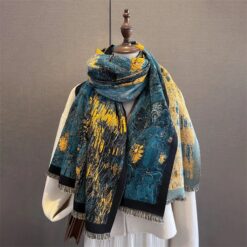 Mẫu khăn len nữ đẹp phong cách Van Gogh KQVG-WD001